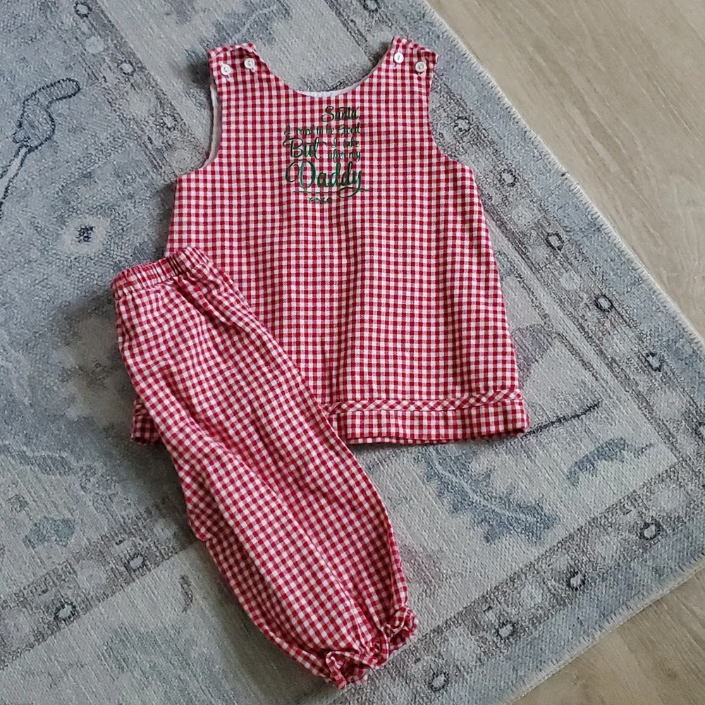 Rags Land Red Gingham Christmas Santa Matching Set Outfit Sz3
